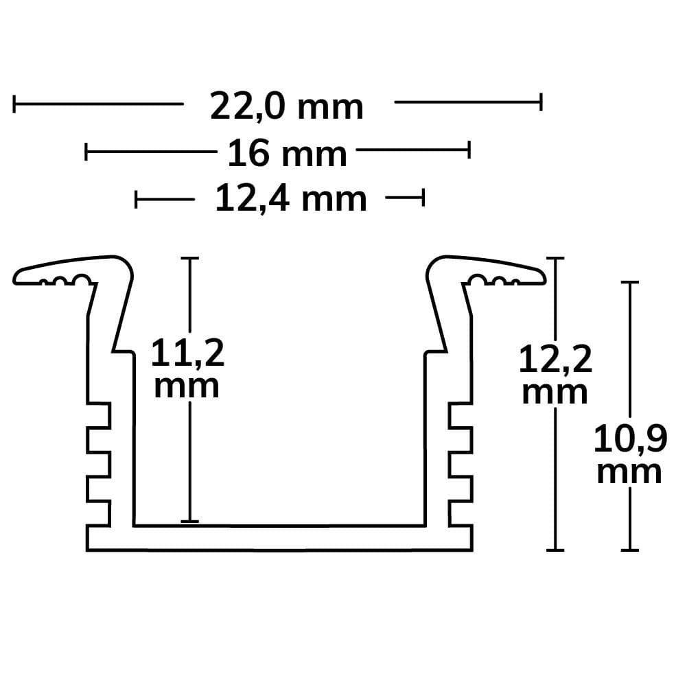 LED Einbauprofil MAXI-EB V2, eloxiert L: 200cm