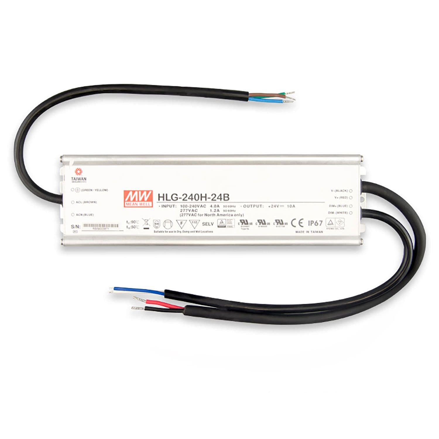 LED Trafo MW HLG240H-24B 24V/DC, 0-240W, 1-10V (100-240W) dimmbar, IP67, SELV