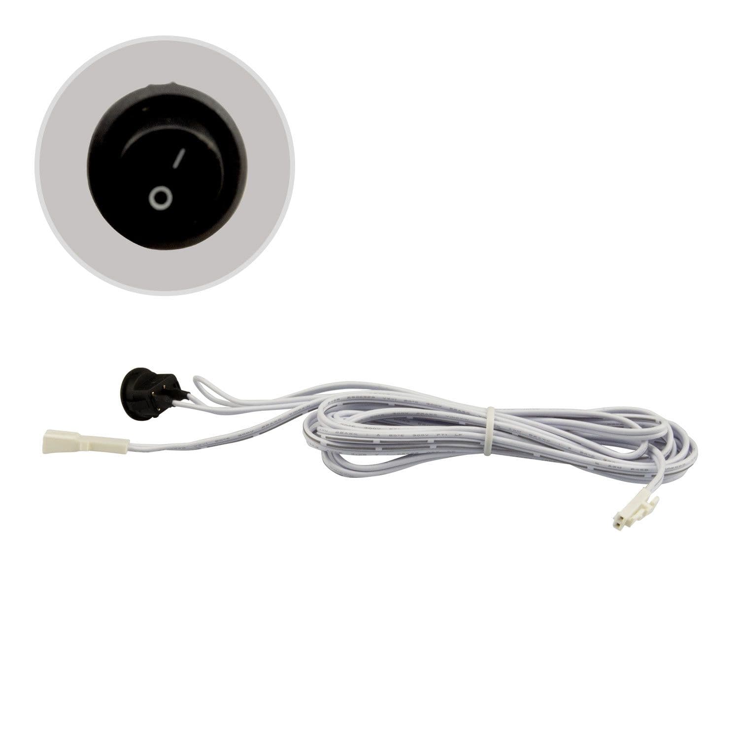 MiniAMP Einbauschalter Ein/Aus, female-Buchse und male-Stecker, 30cm+200cm, 2-polig, weiß, max. 5A