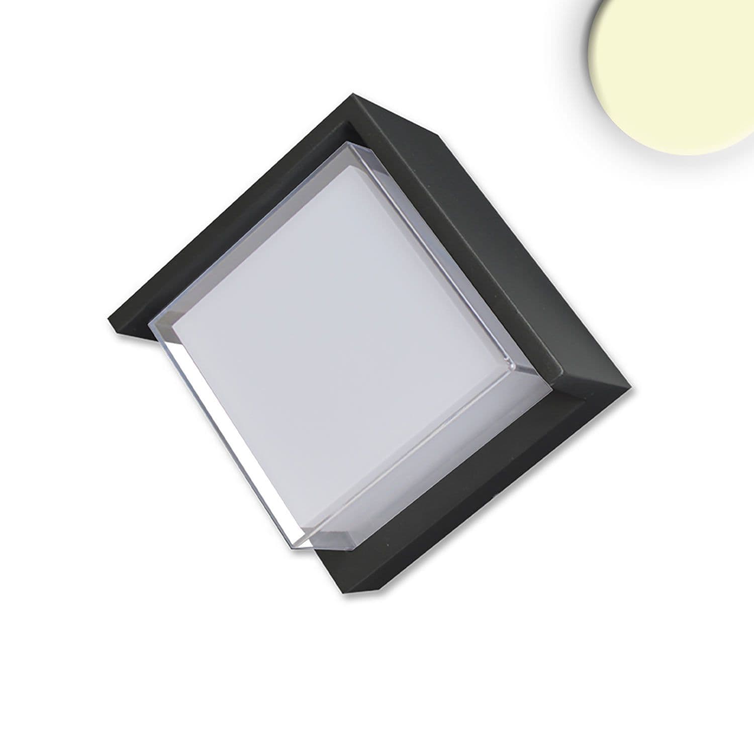 LED Wandleuchte eckig, 6W, IP54, sandschwarz, warmweiß