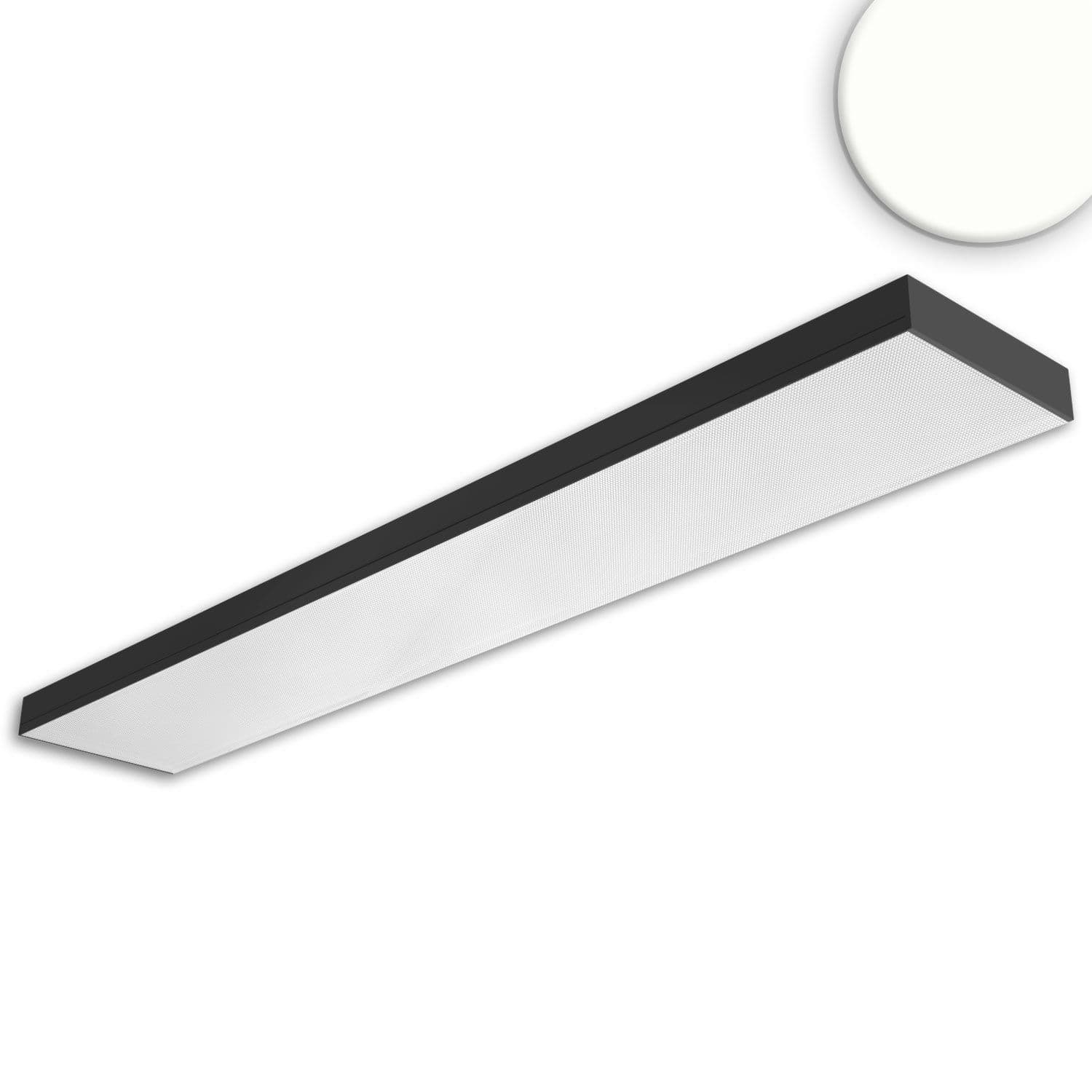 LED Langfeldleuchte, 120x20cm, schwarz, PowerSwitch 25|30|35|40W, UGR<19 2H/2H, ColorSwitch 3000|4000|5000K, DALI dimmbar