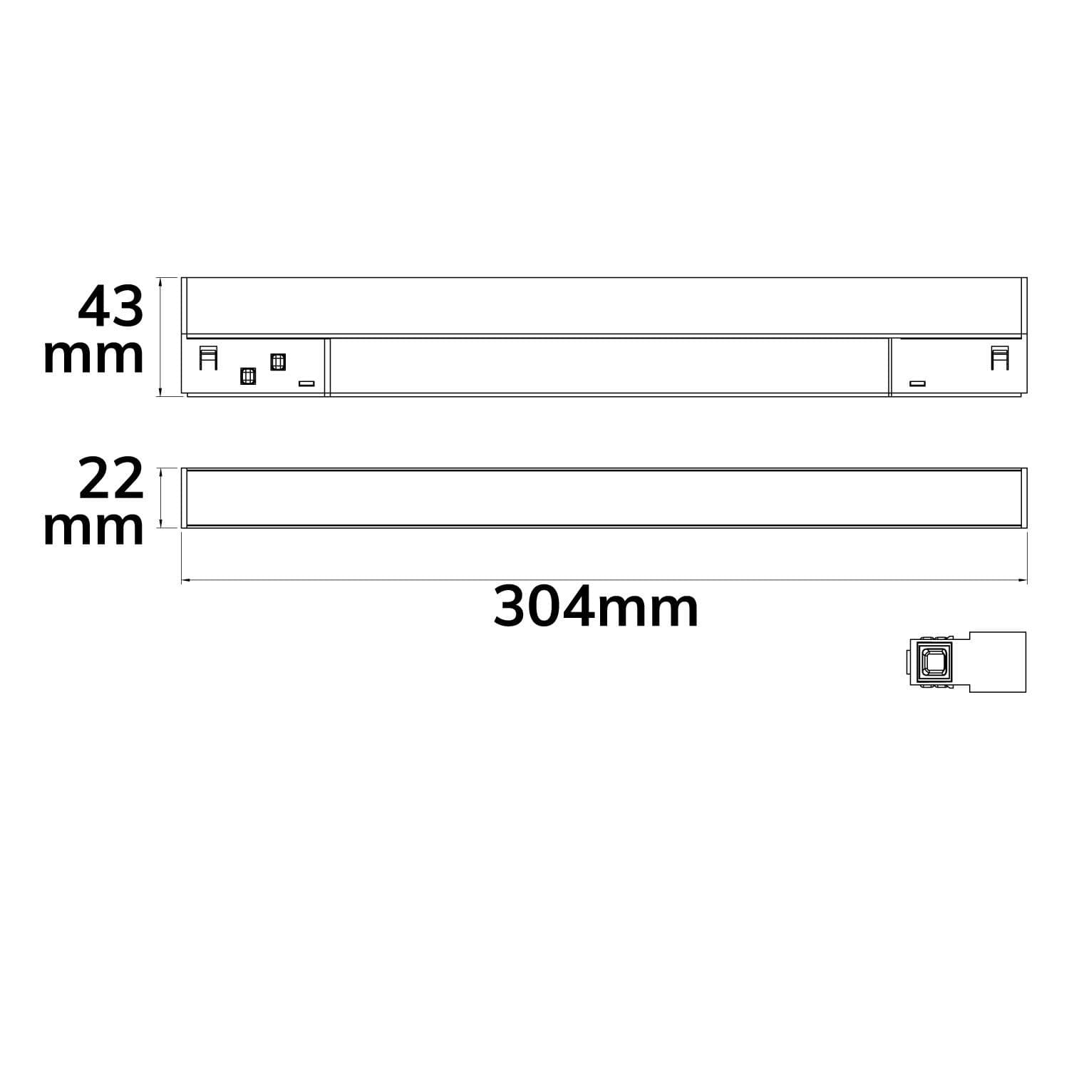 Track48 Linearleuchte 30cm weiß, 10W, 120°, 48V DC, 3000K, CRI90, prismatisch, Line+, DALI dimmbar