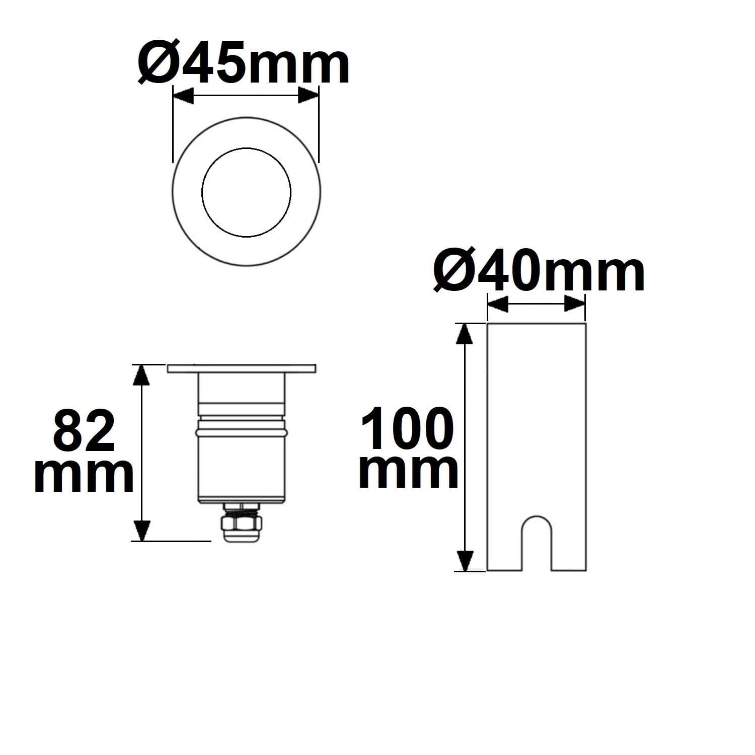 LED Bodeneinbaustrahler, rund 45mm, Edelstahl, 12-24V, IP67, 3W, 30°, warmweiß