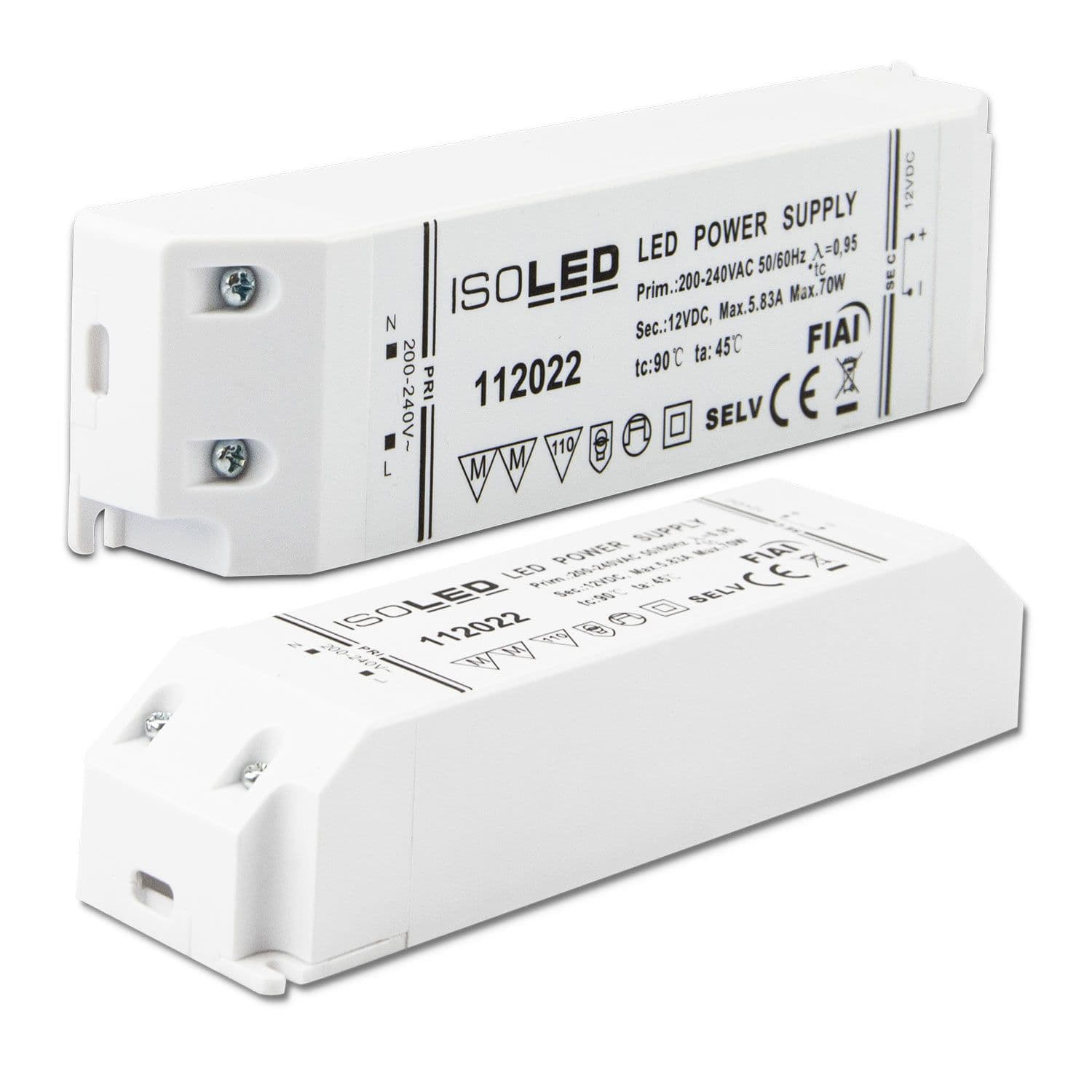LED Trafo 12V/DC, 0-70W, SELV, flach