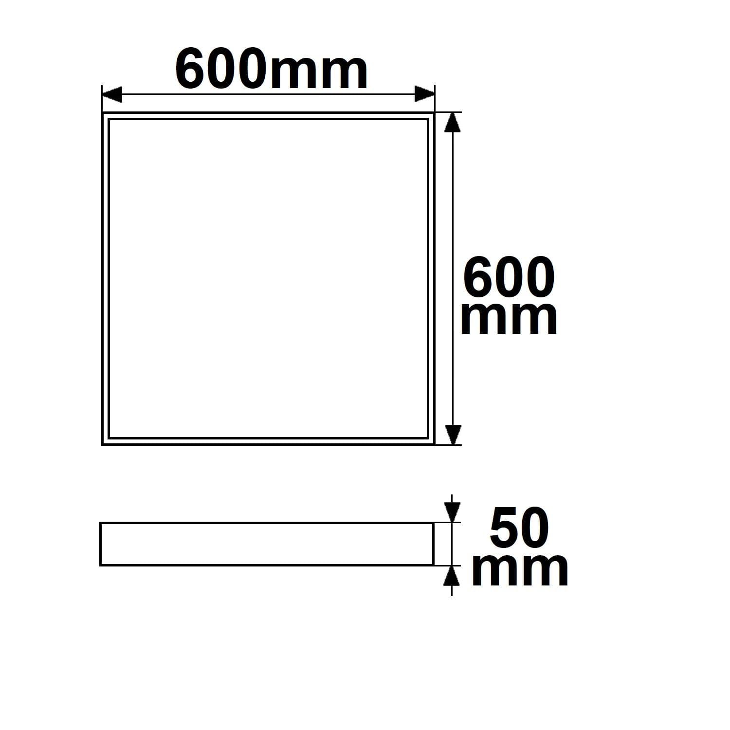 Aufbaurahmen weiß RAL 9016, Höhe 5cm, für LED Panels 600x600, steckbare Schnellmontage