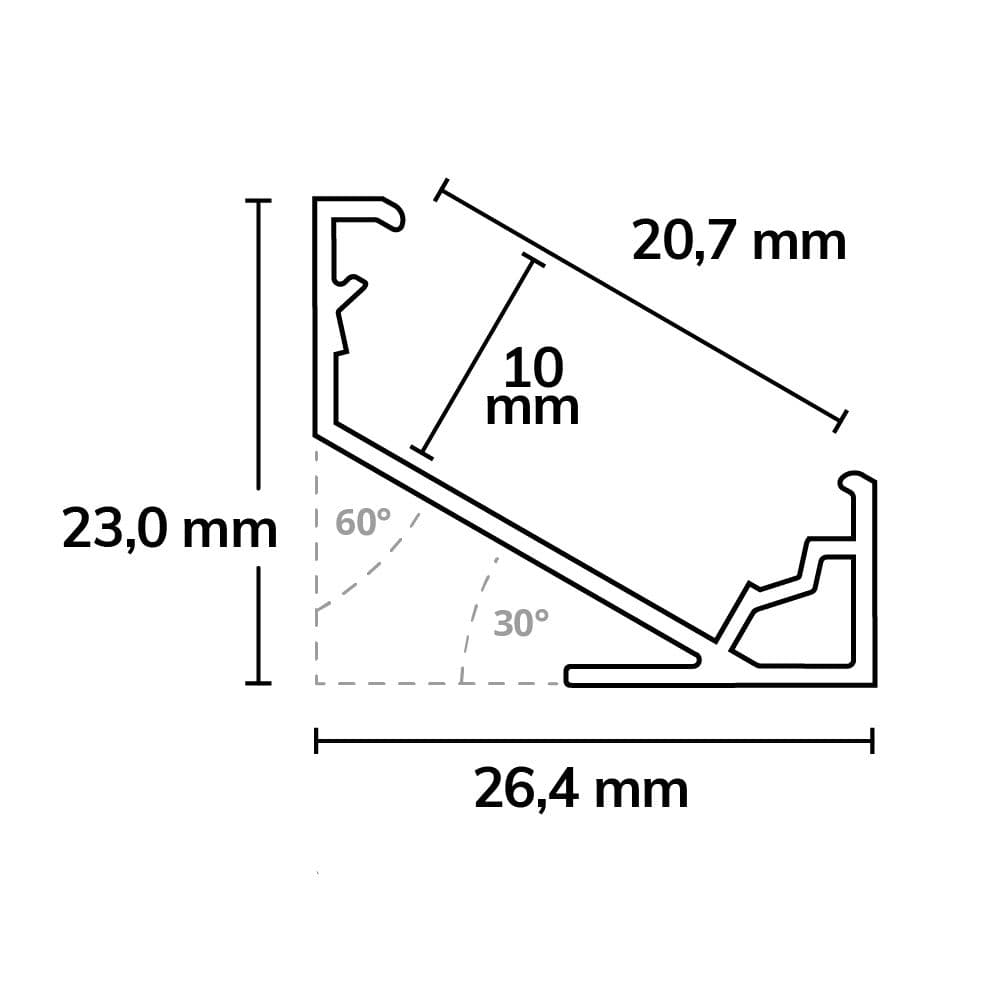 LED Eckprofil CORNER18 Aluminium schwarz RAL9005, 200cm