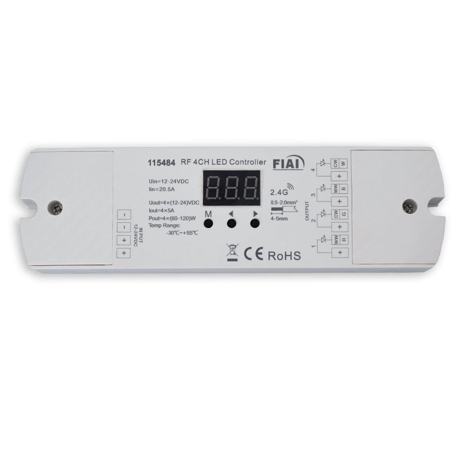 LED Funk Mesh 4 Zonen PWM Dimmer, MiniAMP, 1-4 Kanal, 12-48V DC, 4x5A