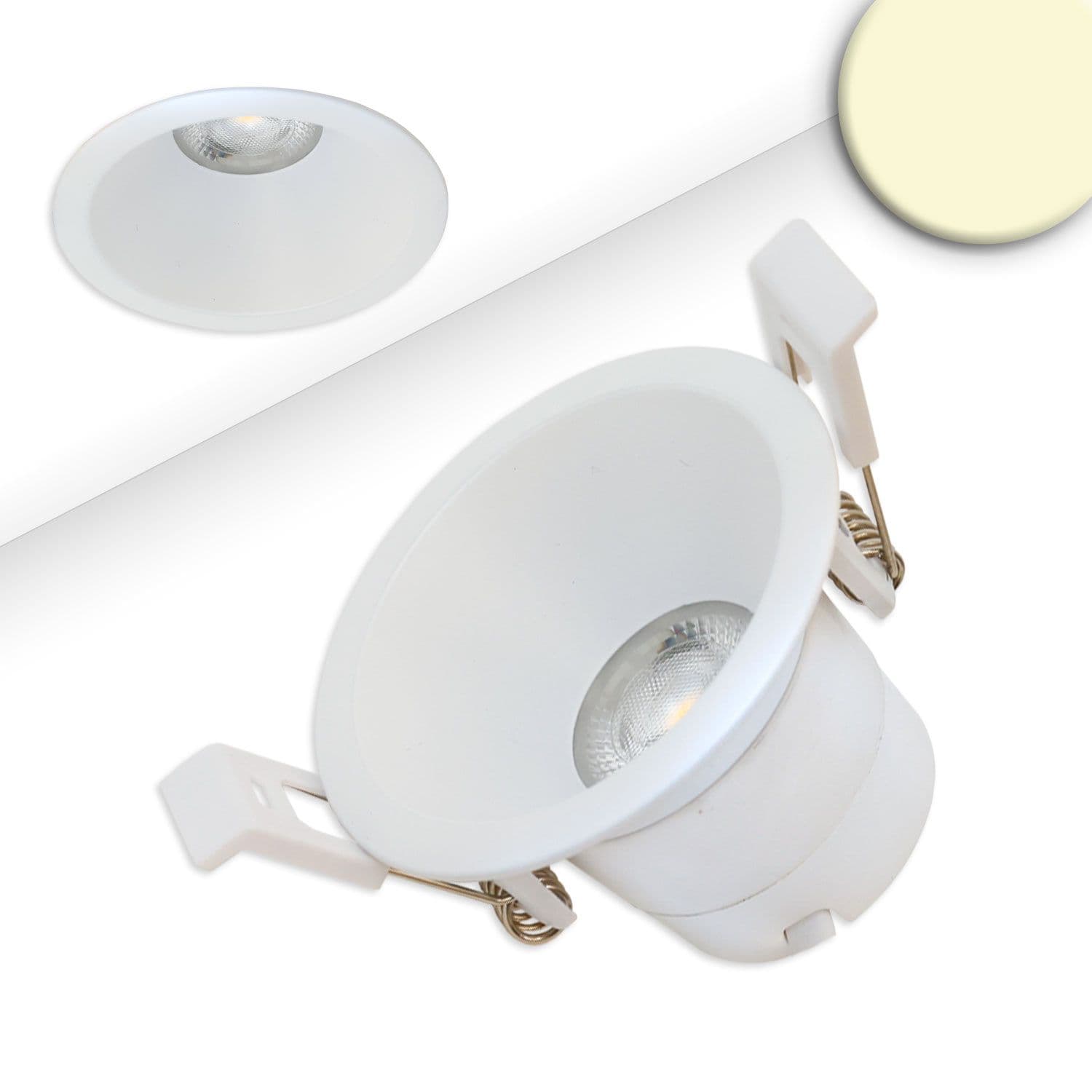 LED Einbaustrahler BACK60, weiß matt, rund, 5W, CRI90, 2700K, rückversetzt, UGR<12, dimmbar