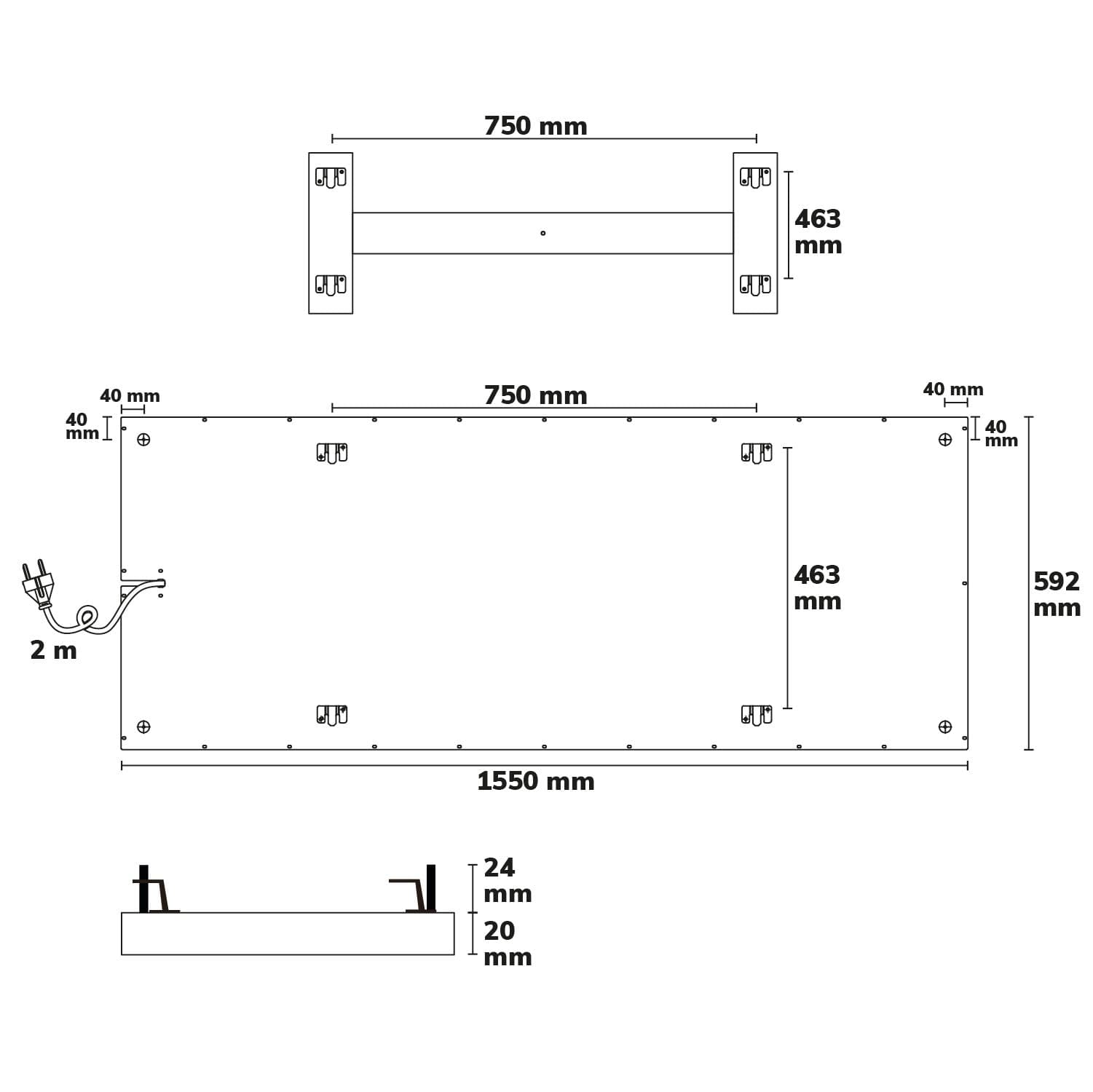 Infrarot-Panel BEST STANDARD 592x1500mm, 880W