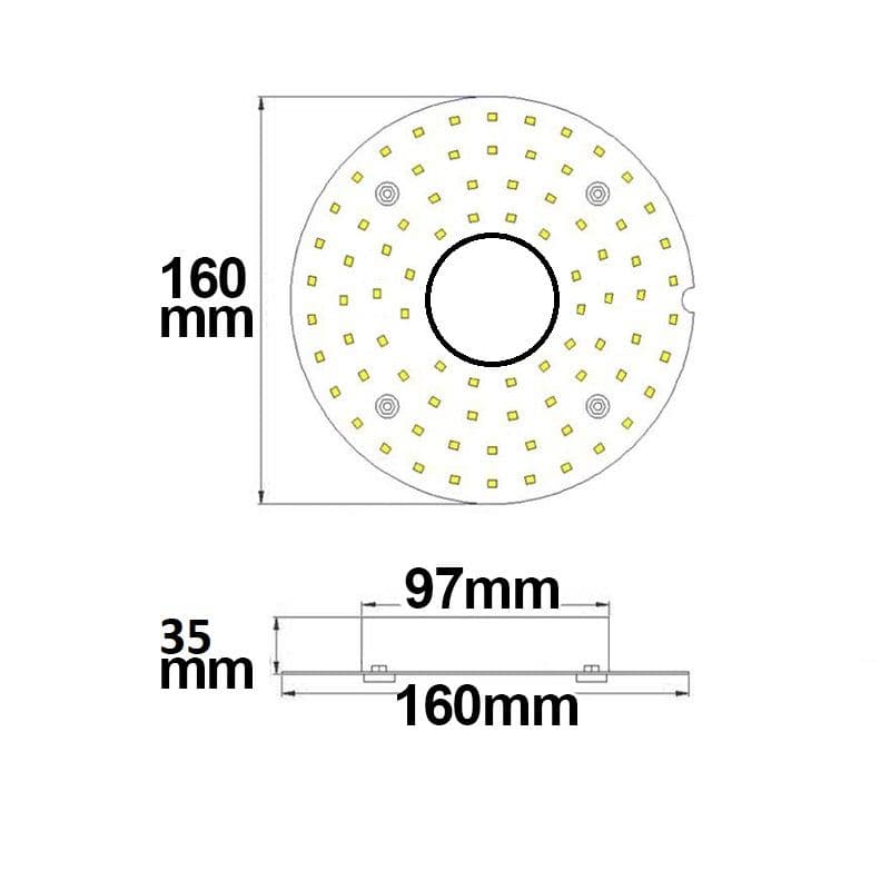 LED Umrüstplatine 160mm, 14W, warmweiß, mit Haltemagnet und HF-Bewegungssensor
