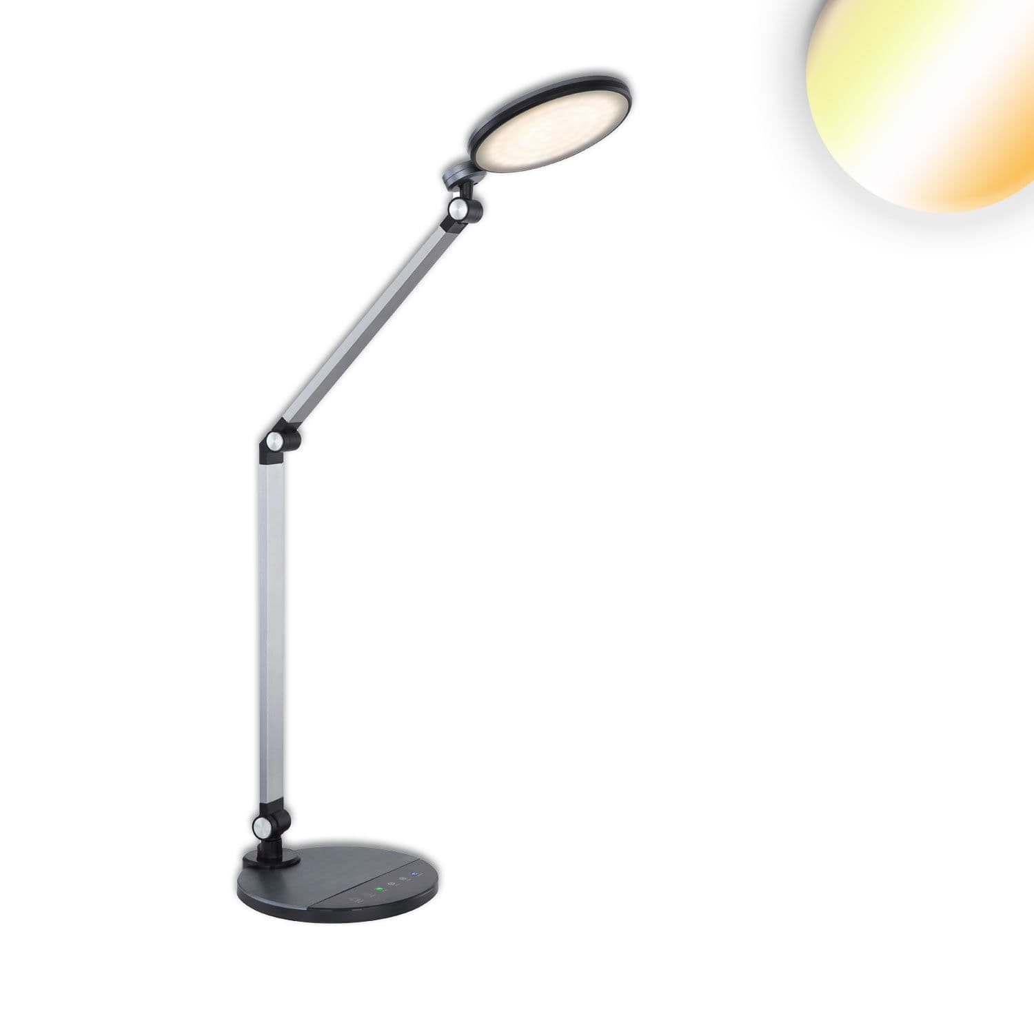 Tischleuchte Metall 10W silberfarben, ColorSwitch 3000|4000|6500K, Touchdimmer