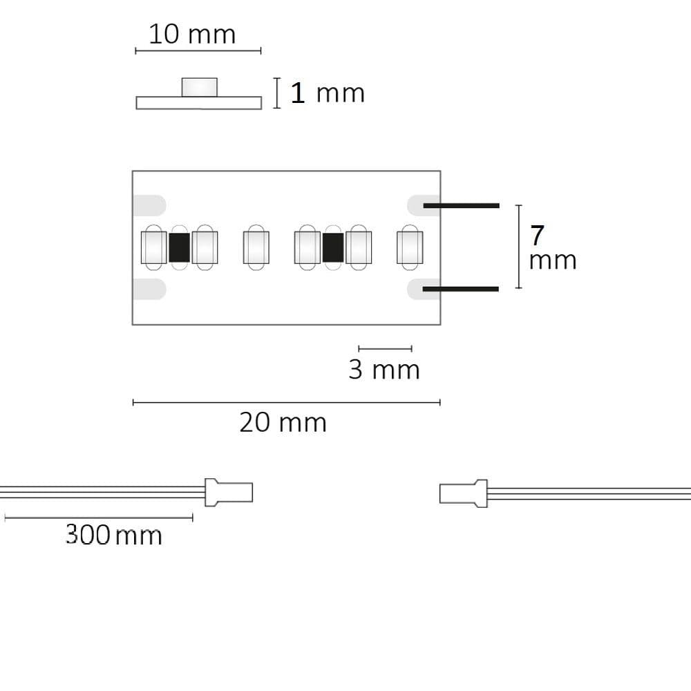 LED CRI940 MiniAMP Flexband, 24V DC, 12W, IP20, 4000K, 500cm, beids. 30cm Kabel + maleAMP, 300 LED/m