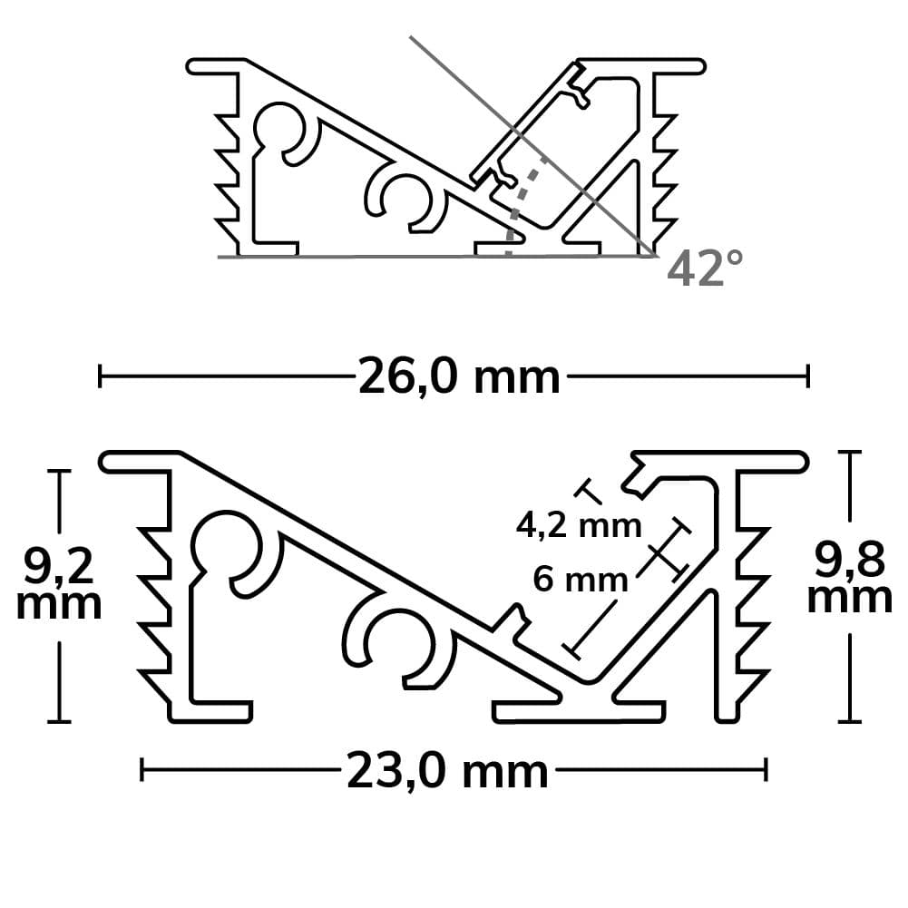 LED Einbauprofil FURNIT6 D Aluminium eloxiert, 200cm