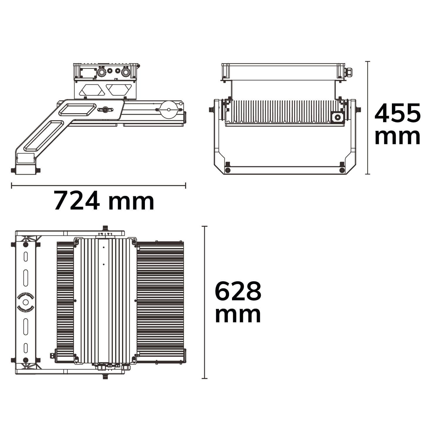 LED Flutlichtanlage LW 1.000W, 130x25°, 2 Module (Lichtpunkte), DALI dimmbar, warmweiß, IP66