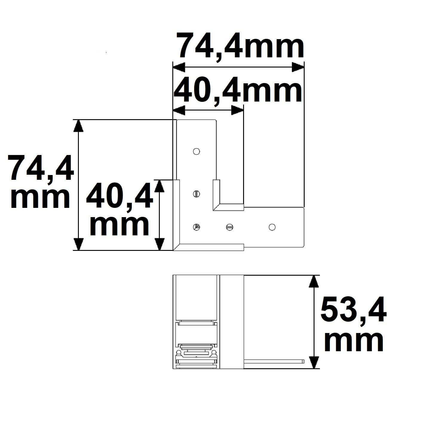 Track48 Eckschiene 90° horizontal für Aufbauschiene, schwarz, nicht stromführend