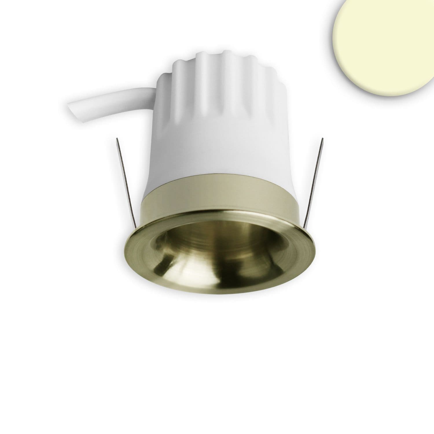 LED Einbaustrahler BACK32, messing geb., rund, 5W, CRI90, 2700K, rückversetzt, Honeycomb, dimmbar