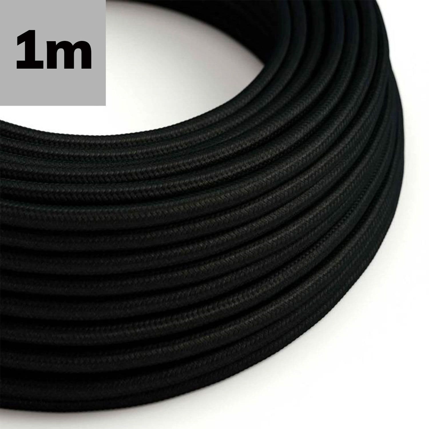Kabel Stoff-ummantelt, schwarz, 2x0,75mm² AWG18, Meterware