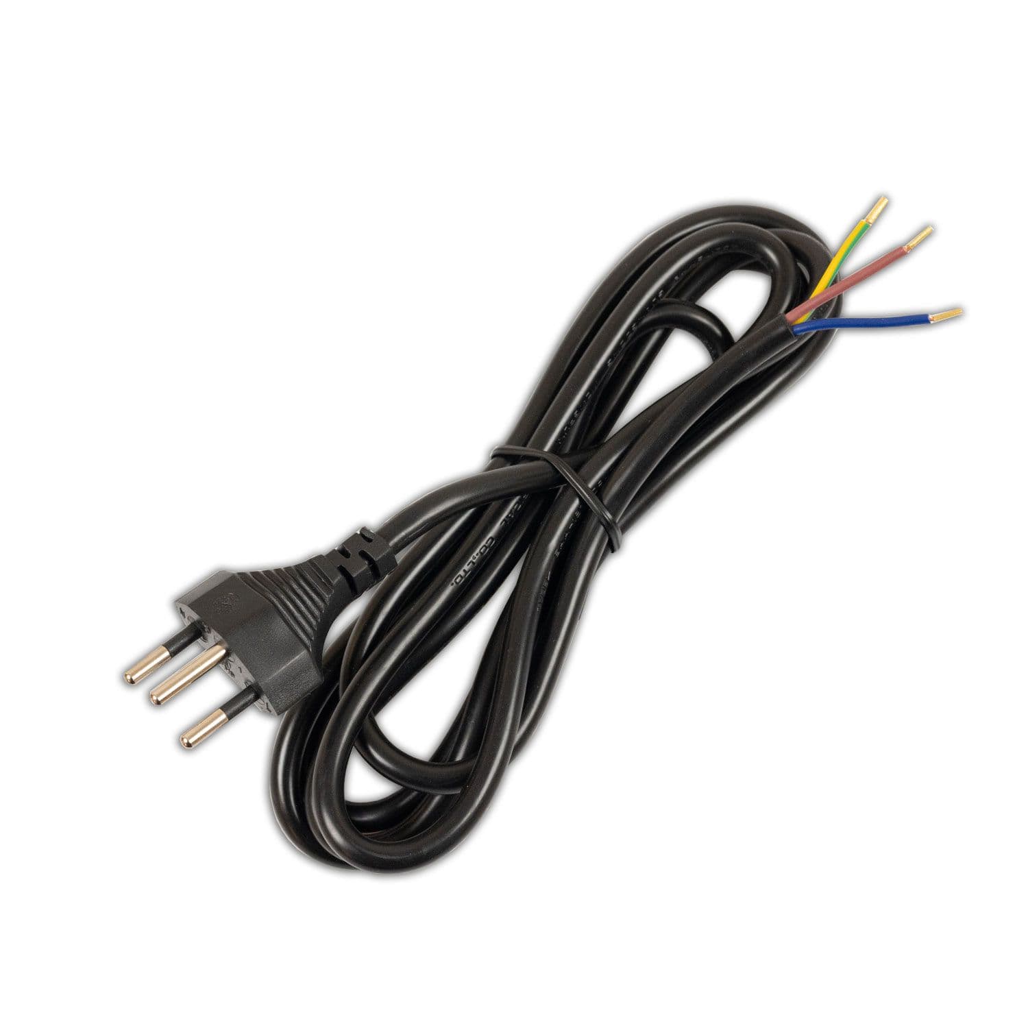 Anschlussleitung 1,5m mit Stecker Typ J - Schweiz, H05VV-F3G0,75mm², schwarz, offene Enden