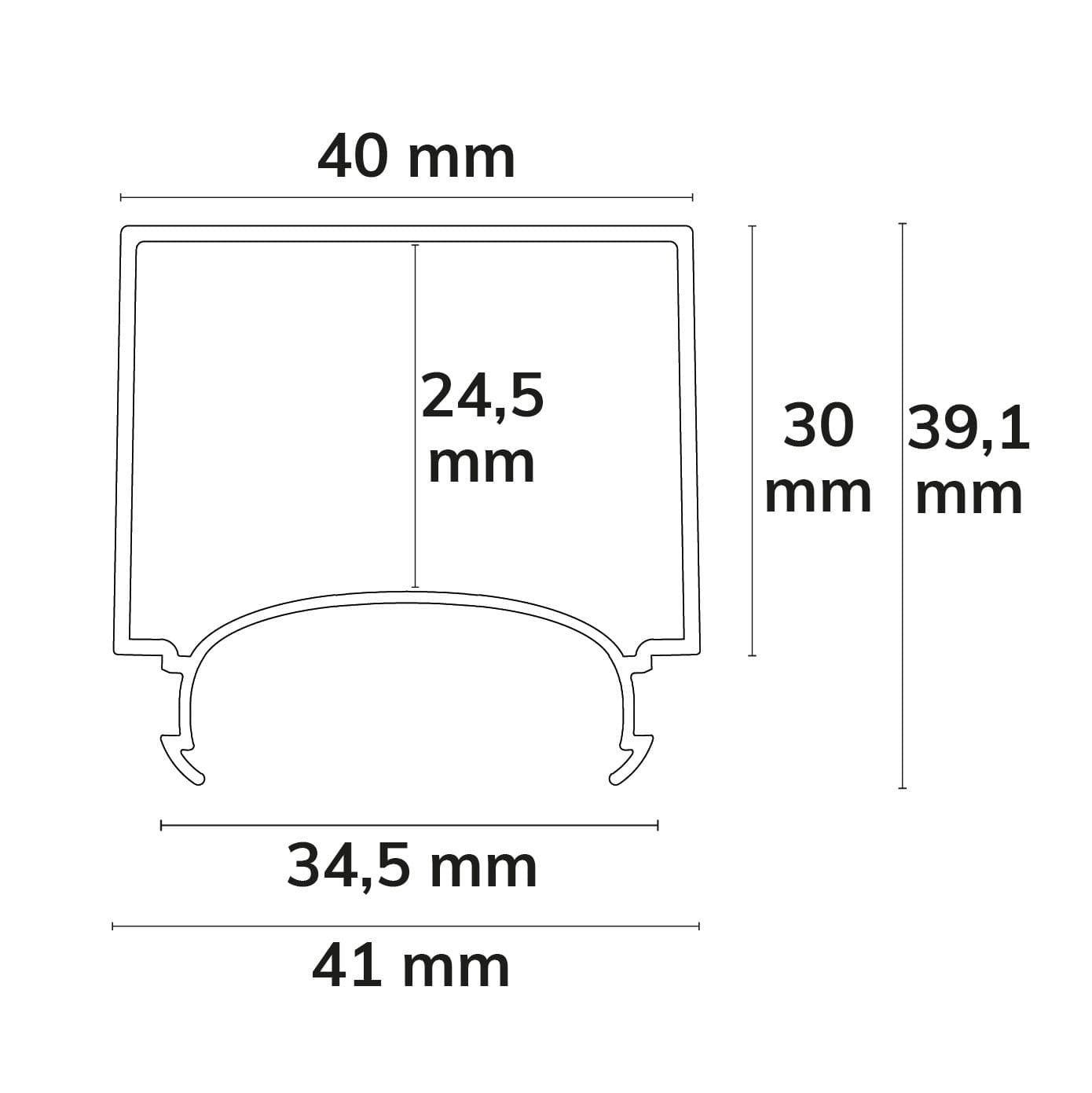 Abdeckung COVER63 opal+, U-Form für Profil LAMP30 V1+V2, 200cm