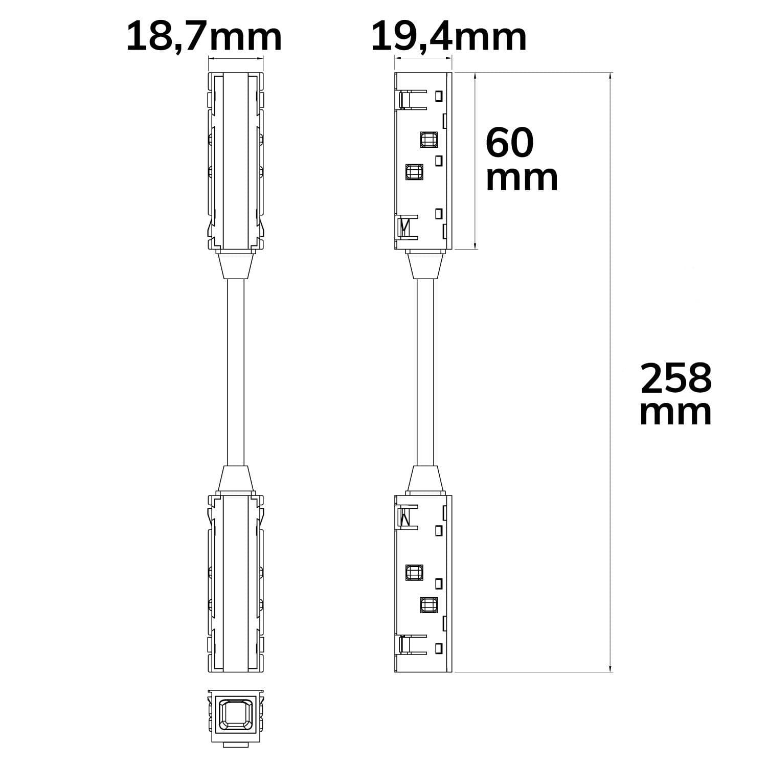 Track48 Linear-Verbinder flexibel, 180° biegbar, stromführend, weiß, max. 6A, 4-polig