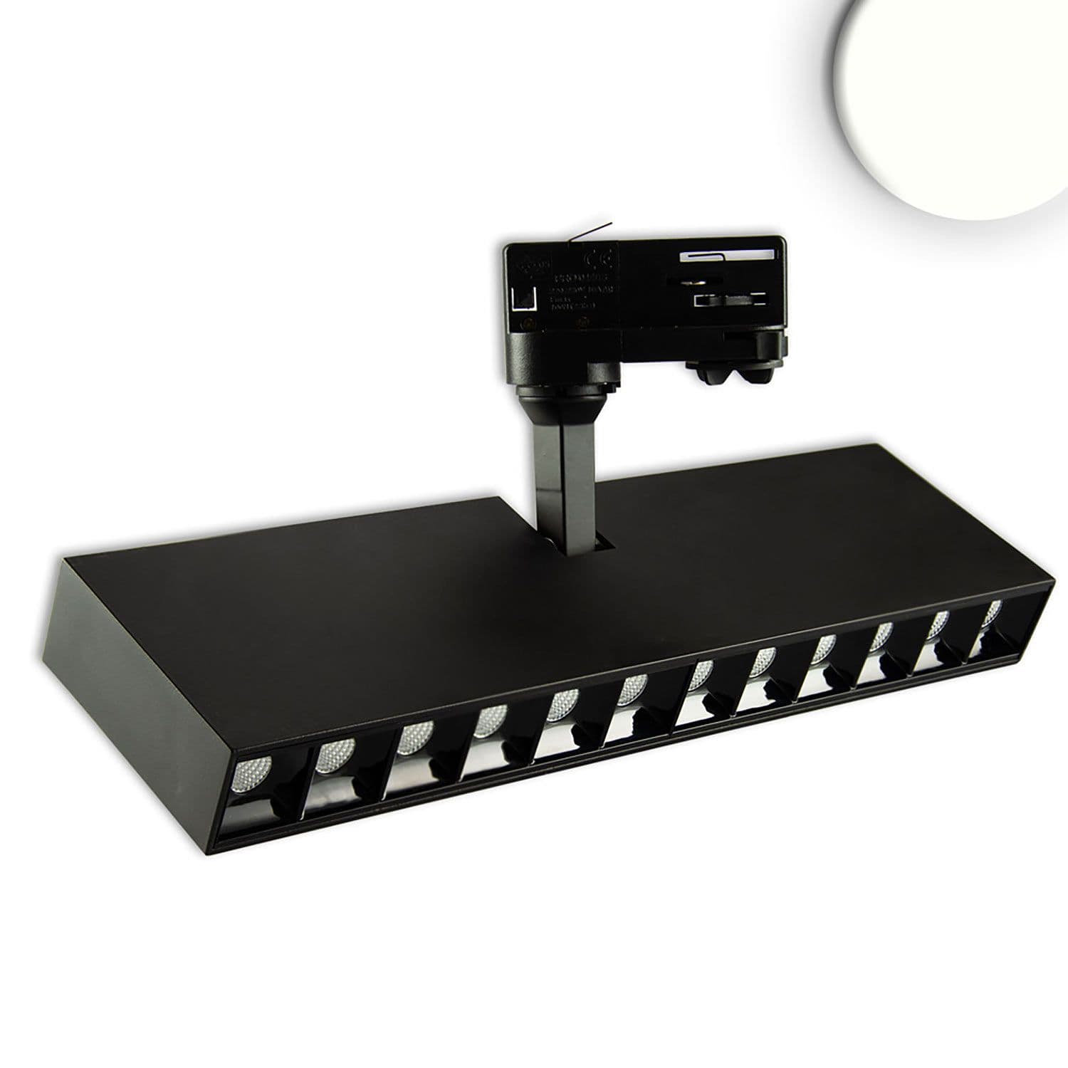 3-Phasen Raster-Schienenstrahler, 35W, 45°, schwarz matt, 4000K
