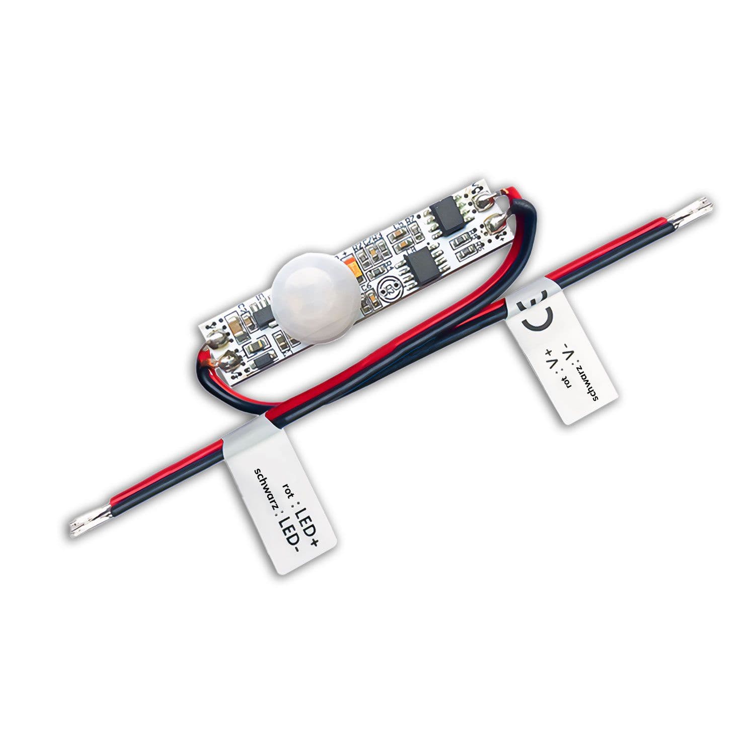 Mini PIR Bewegungssensor zum Einbau in LED-Lichtprofile, 12-24V DC 3A