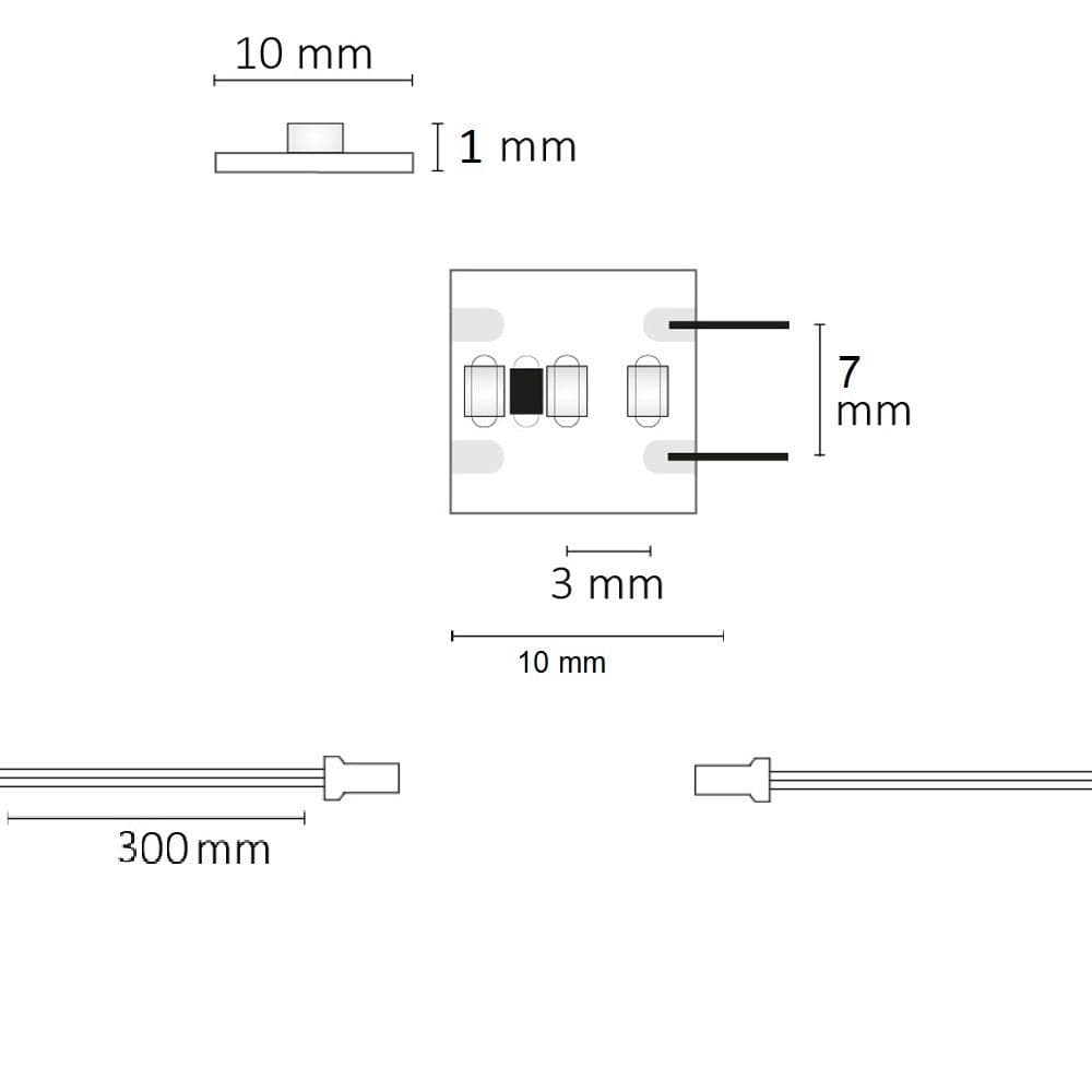 LED CRI940 MiniAMP Flexband, 12V DC, 6W, IP20, 4000K, 500cm, beids. 30cm Kabel + maleAMP, 300 LED/m