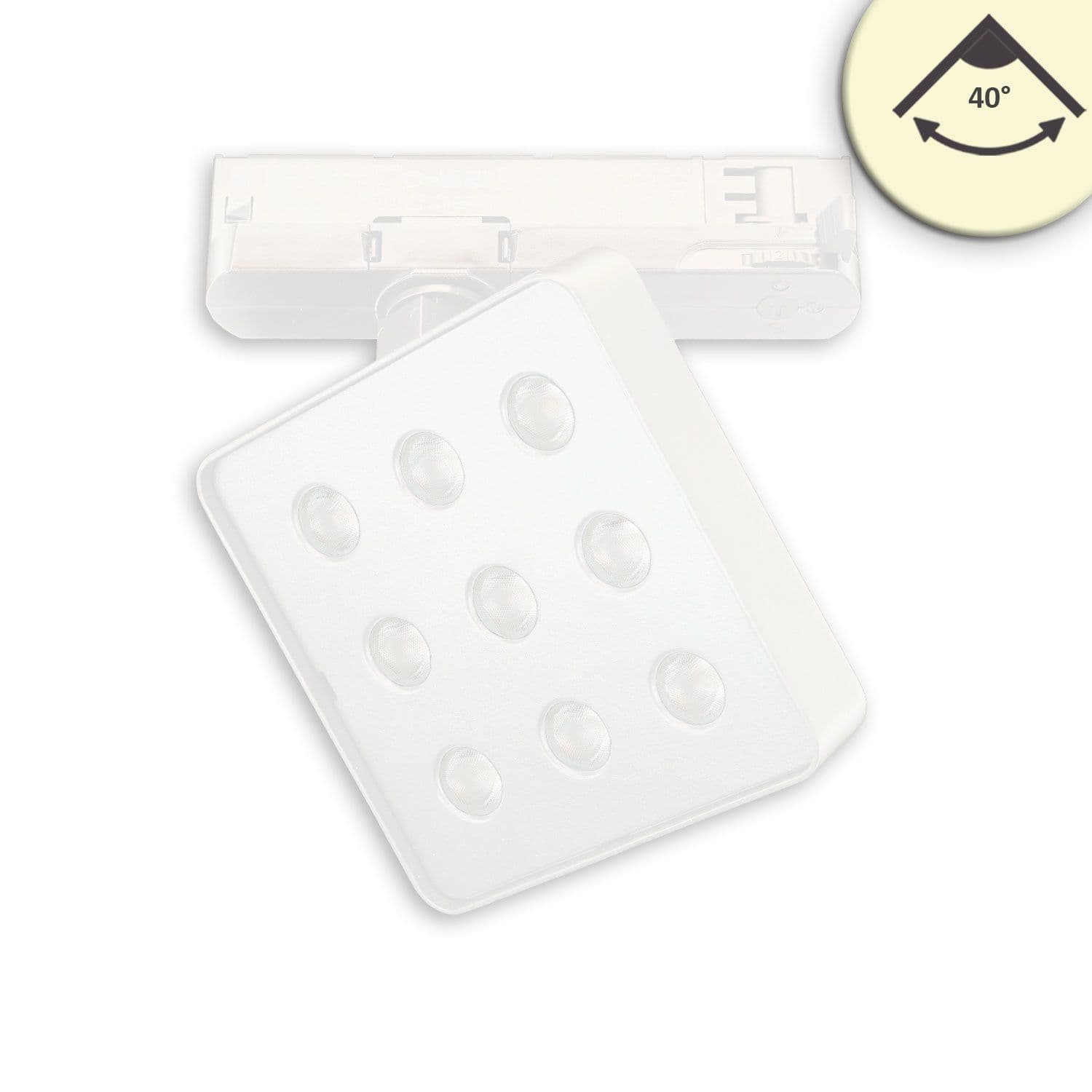 3-Phasen Schienenstrahler MATRIX, 20W, 40°, weiß, 3000K, UGR<19, DALI dimmbar