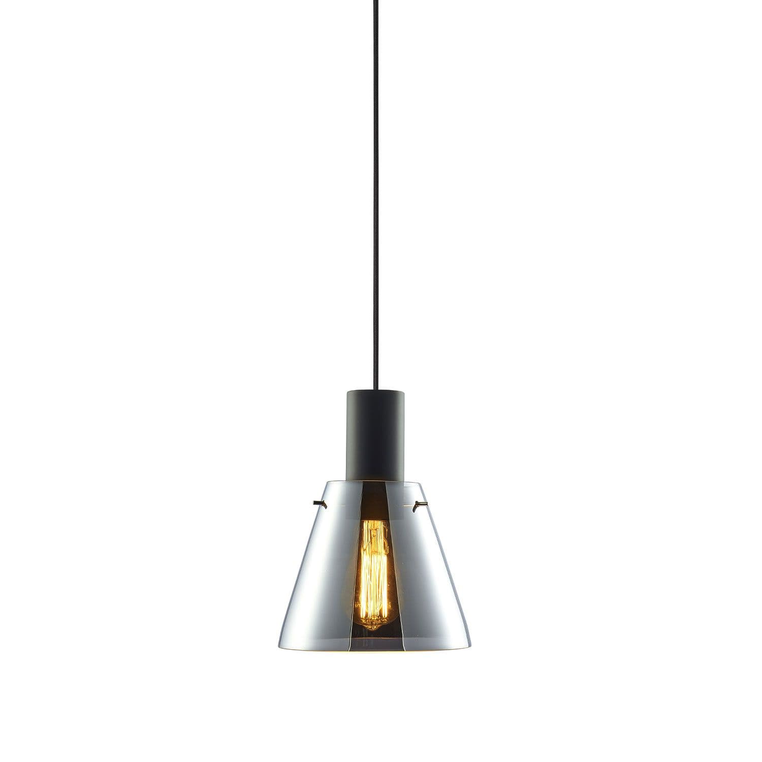 Pendelleuchte, black concave Glas, E27, 20cm, 50-300cm, exkl. Leuchtmittel, exkl. Baldachin