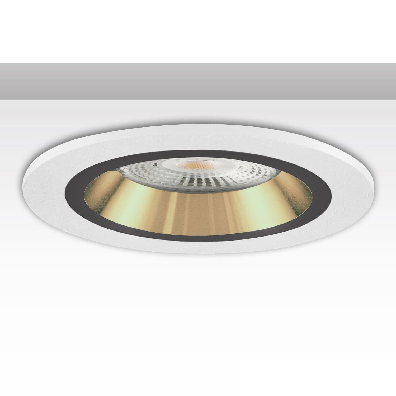 Einbaurahmen rund, Loch 80mm, weiß + schwarz-gold, für GU10/MR16 Spots