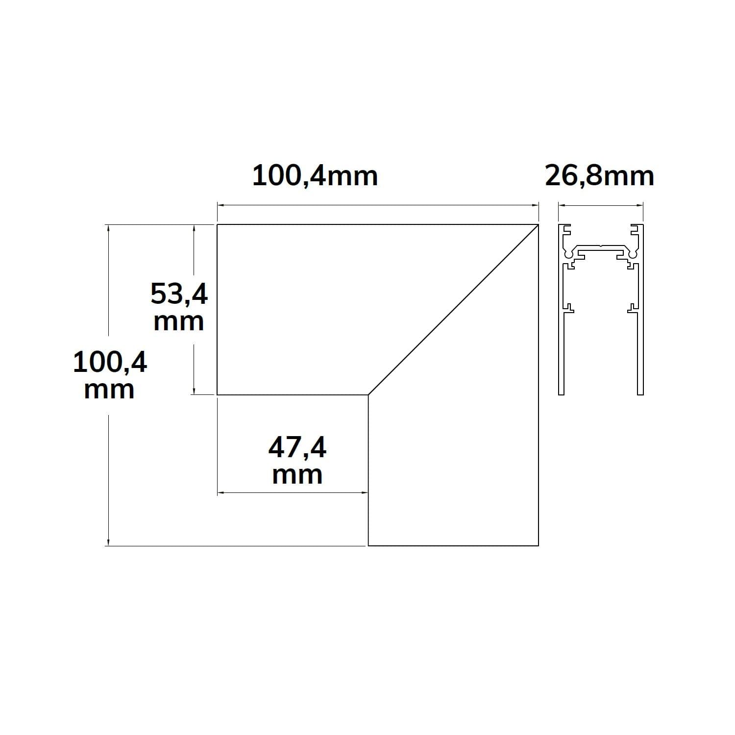 Track48 Eckschiene 90° vertikal für Aufbauschiene, schwarz, nicht stromführend
