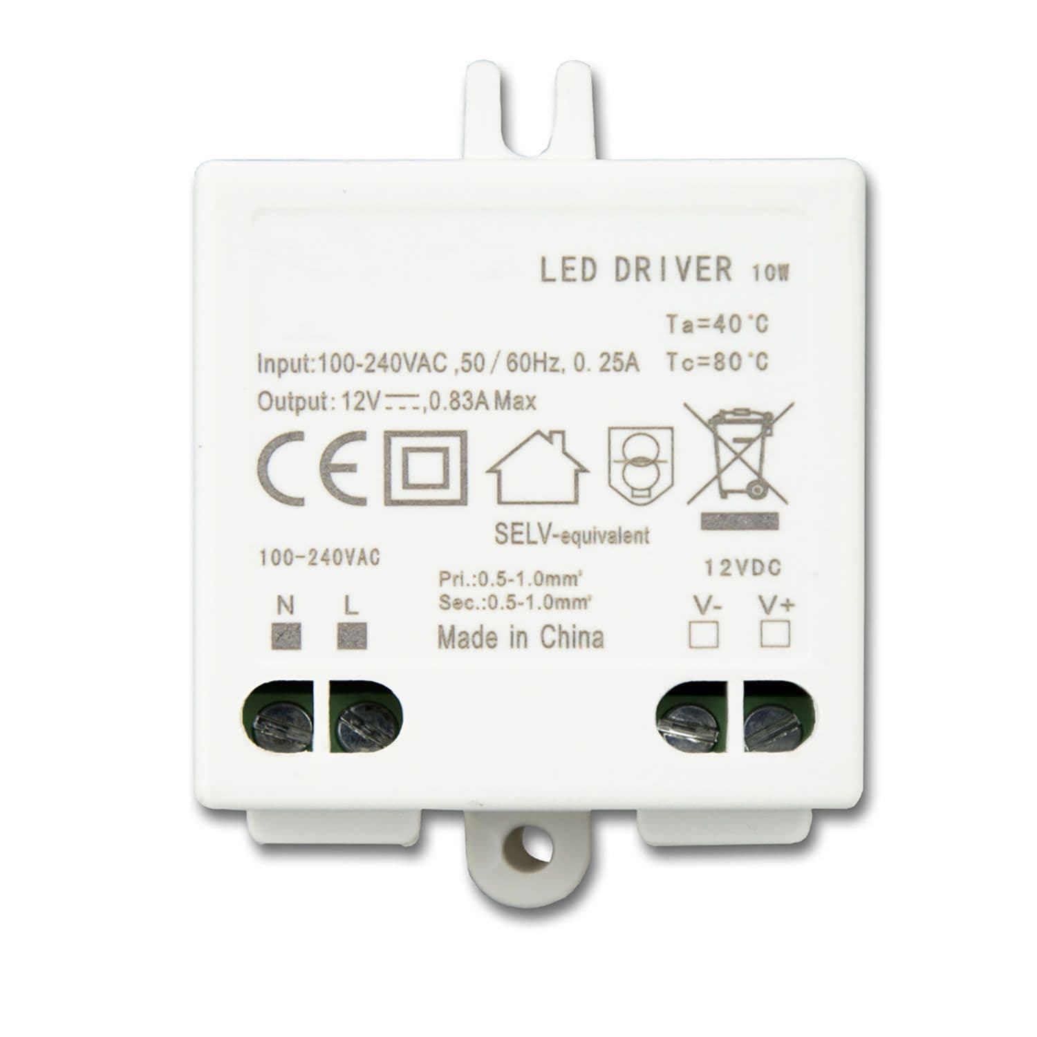 LED Trafo 12V/DC, 0-10W, SELV, flach