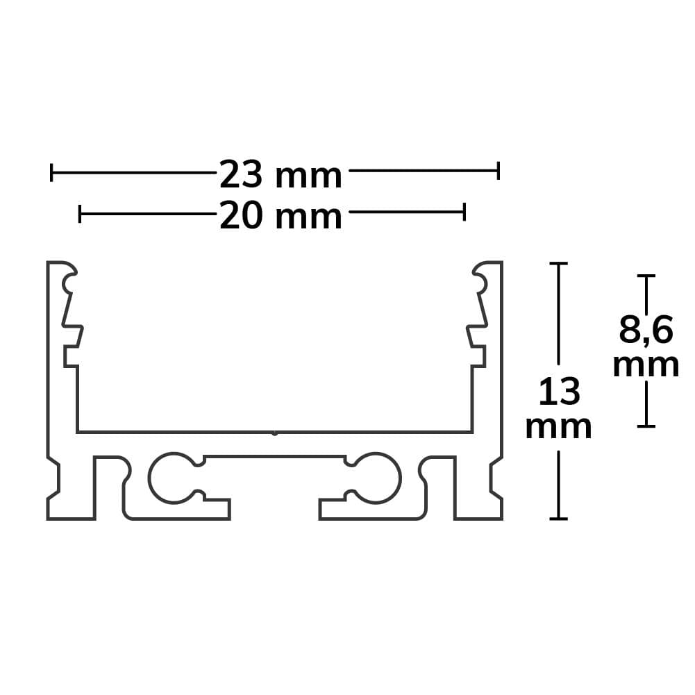 LED Aufbauprofil IL-ALU20 eloxiert, 200cm