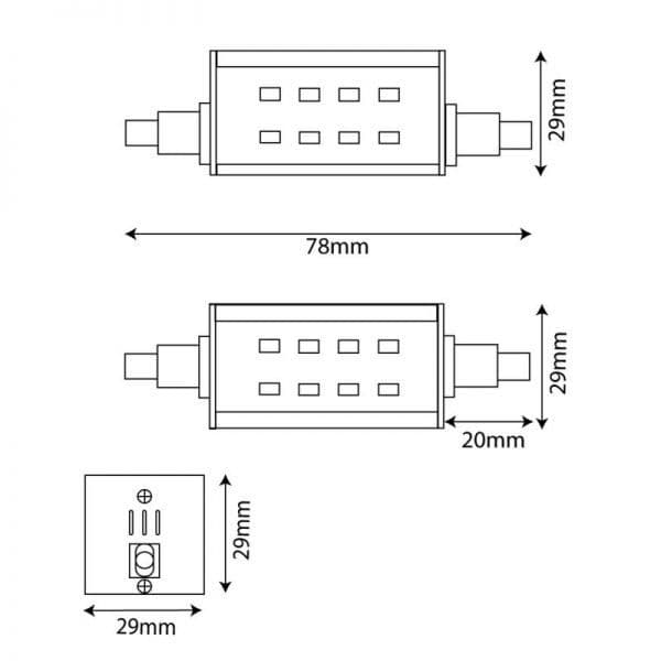 R7s LED Stab SLIM, 5 Watt , 24 SMD, L: 78mm, warmweiß