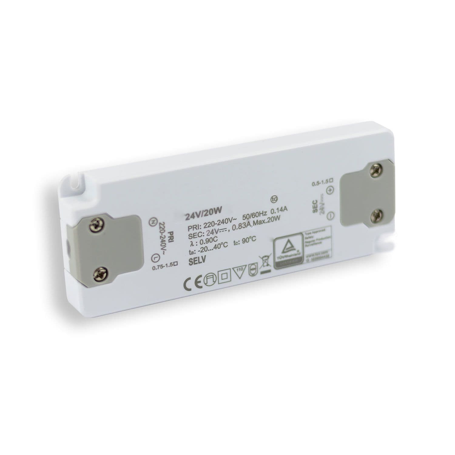 LED Trafo 24V/DC, 0-20W, SELV, ultraflach