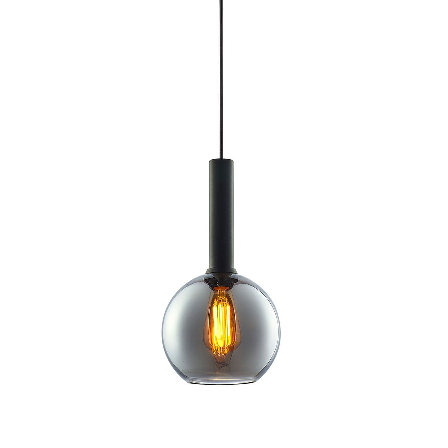 Pendelleuchte, black round Glas, E27, 20cm, 50-300cm, exkl. Leuchtmittel, exkl. Baldachin