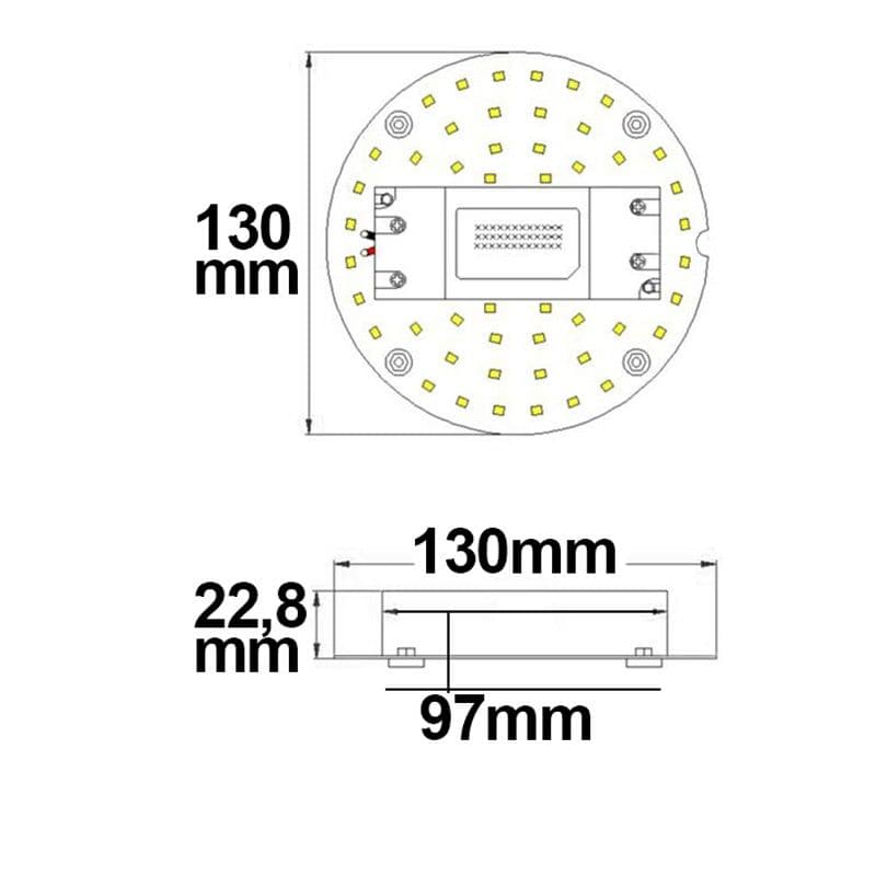 LED Umrüstplatine 130mm, 9W, mit Magnet, warmweiß
