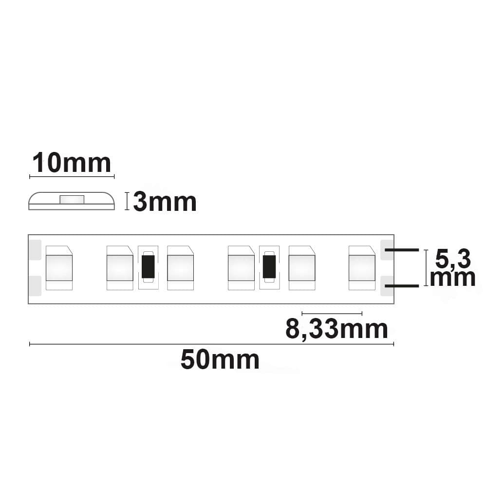 LED SIL830 Flexband, 24V DC, 9,6W, IP66, 3000K, 5m Rolle, 120 LED/m